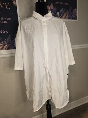 White Button-Front Chemise Slip